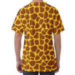 Yellow Brown Giraffe Pattern Print Men's Velvet T-Shirt