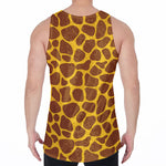 Yellow Brown Giraffe Pattern Print Men's Velvet Tank Top