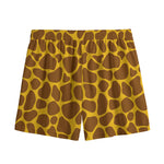 Yellow Brown Giraffe Pattern Print Mesh Shorts