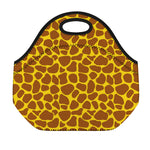 Yellow Brown Giraffe Pattern Print Neoprene Lunch Bag