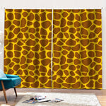 Yellow Brown Giraffe Pattern Print Pencil Pleat Curtains