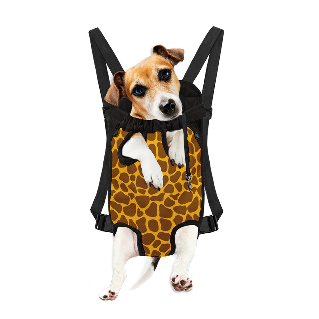 Yellow Brown Giraffe Pattern Print Pet Carrier Backpack