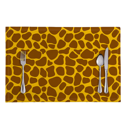 Yellow Brown Giraffe Pattern Print Placemat