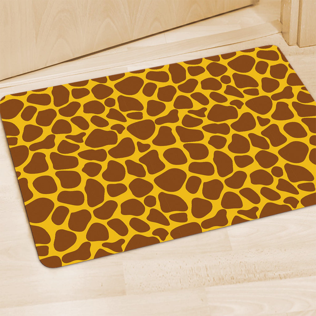 Yellow Brown Giraffe Pattern Print Polyester Doormat