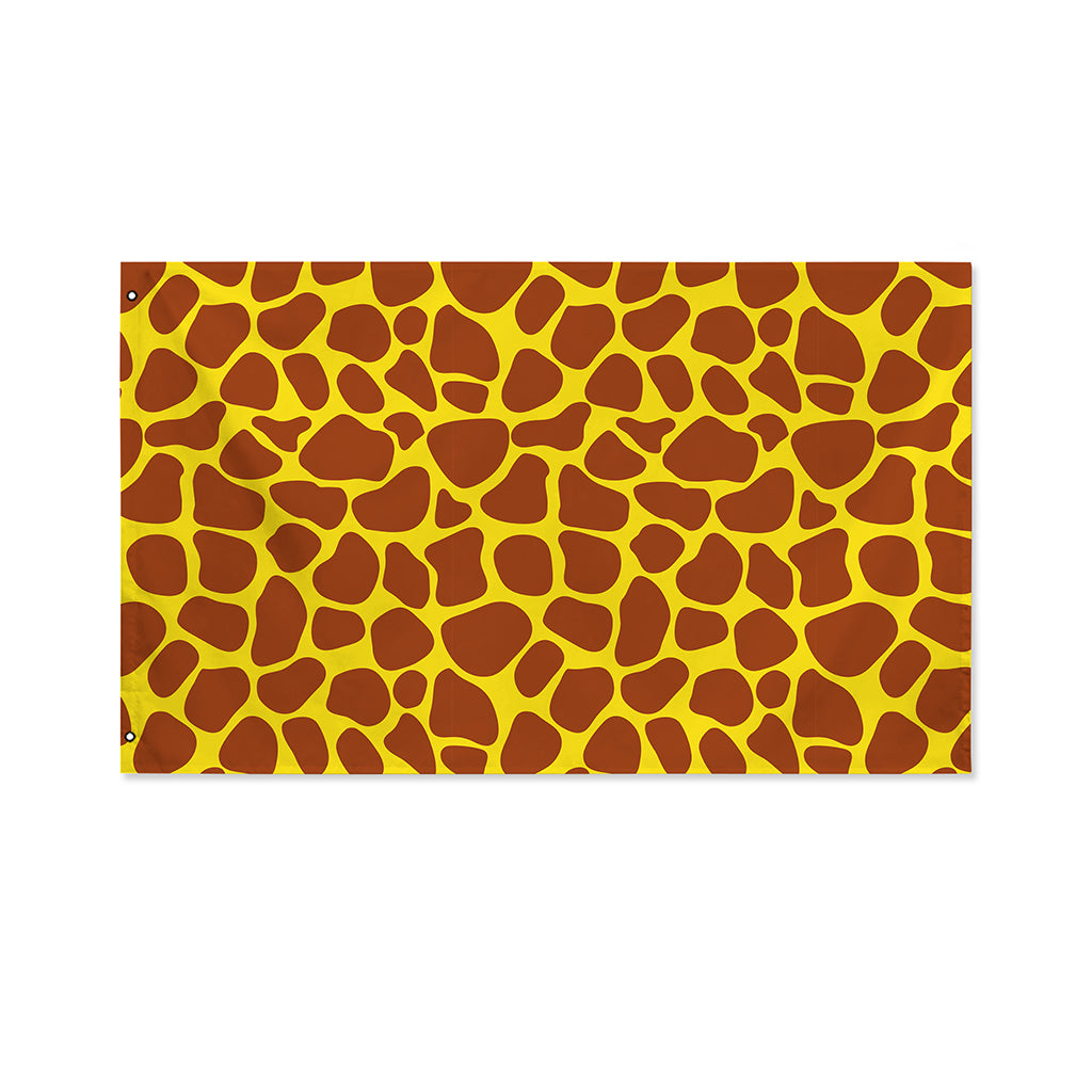 Yellow Brown Giraffe Pattern Print Polyester Flag