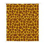 Yellow Brown Giraffe Pattern Print Polyester Shower Curtain