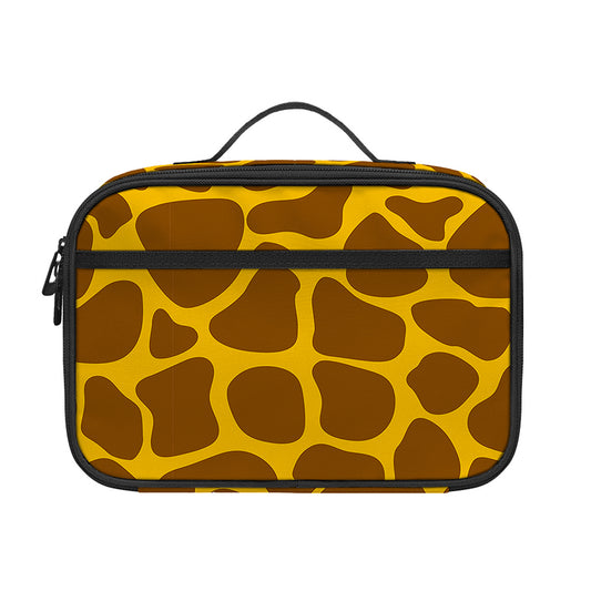 Yellow Brown Giraffe Pattern Print Portable Lunch Bag