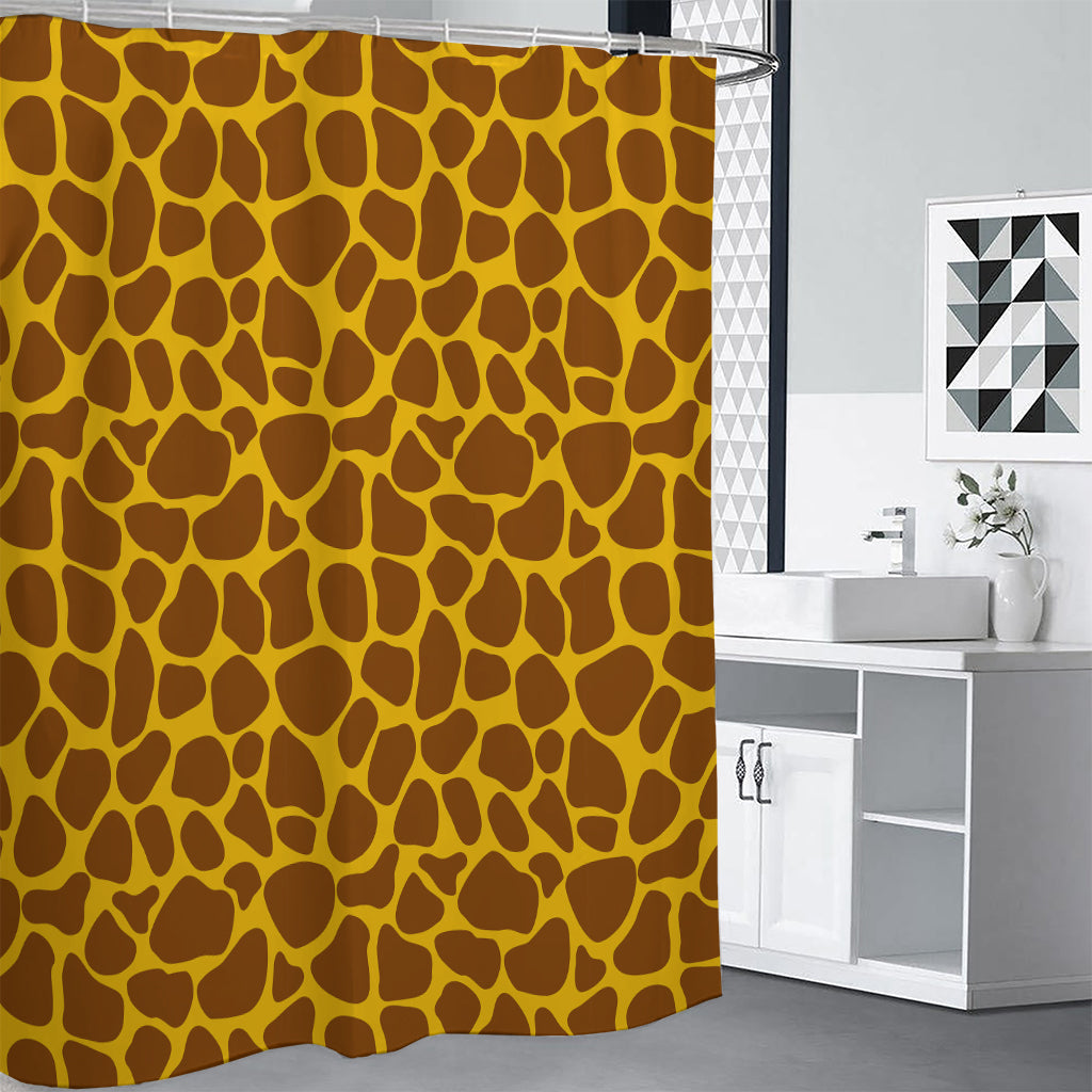 Yellow Brown Giraffe Pattern Print Premium Shower Curtain