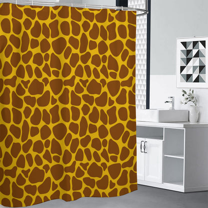 Yellow Brown Giraffe Pattern Print Premium Shower Curtain