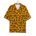 Yellow Brown Giraffe Pattern Print Rayon Hawaiian Shirt