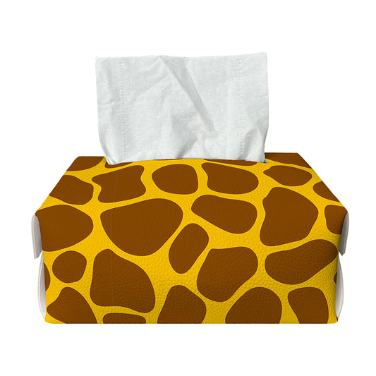 Yellow Brown Giraffe Pattern Print Rectangle Tissue Box Cover