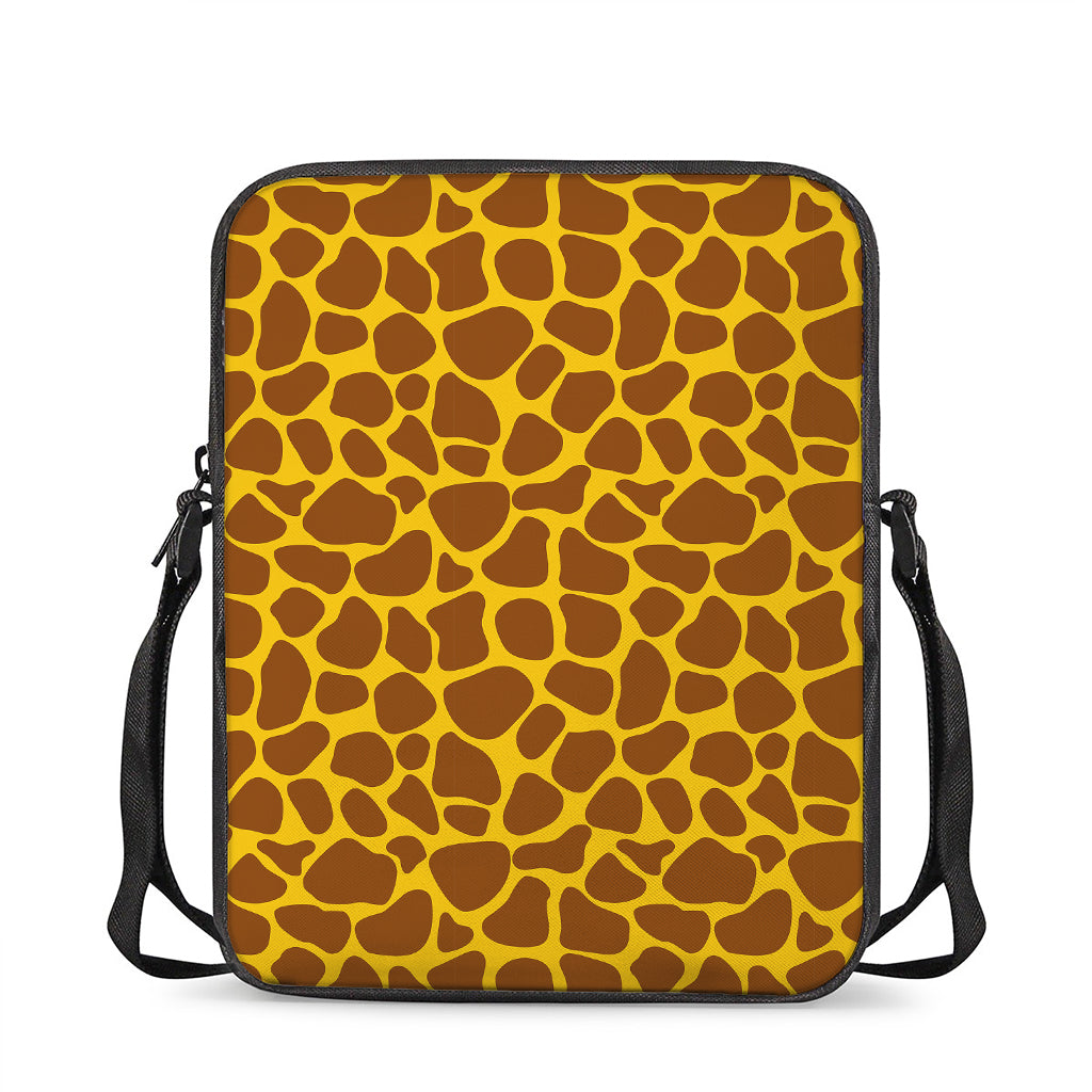 Yellow Brown Giraffe Pattern Print Rectangular Crossbody Bag