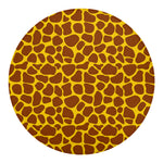 Yellow Brown Giraffe Pattern Print Round Blanket