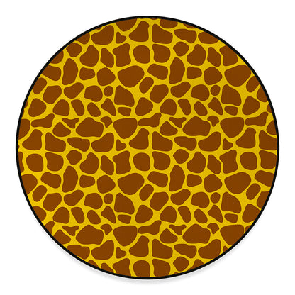Yellow Brown Giraffe Pattern Print Round Floor Mat