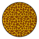 Yellow Brown Giraffe Pattern Print Round Floor Mat