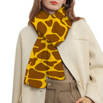 Yellow Brown Giraffe Pattern Print Scarf