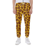 Yellow Brown Giraffe Pattern Print Scuba Joggers