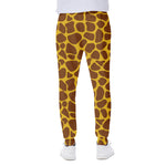 Yellow Brown Giraffe Pattern Print Scuba Joggers