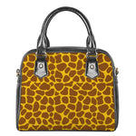 Yellow Brown Giraffe Pattern Print Shoulder Handbag