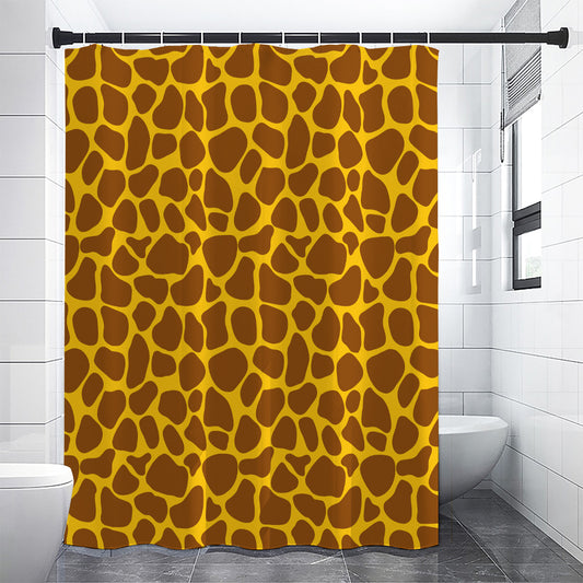 Yellow Brown Giraffe Pattern Print Shower Curtain