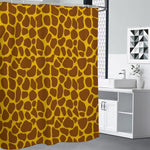 Yellow Brown Giraffe Pattern Print Shower Curtain