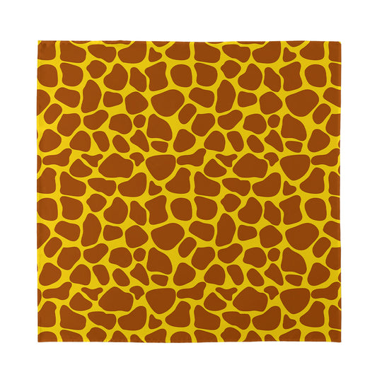 Yellow Brown Giraffe Pattern Print Silk Bandana