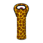 Yellow Brown Giraffe Pattern Print Single Neoprene Wine Tote