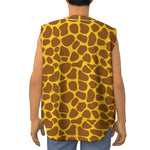 Yellow Brown Giraffe Pattern Print Sleeveless Baseball Jersey