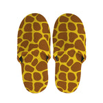Yellow Brown Giraffe Pattern Print Slippers