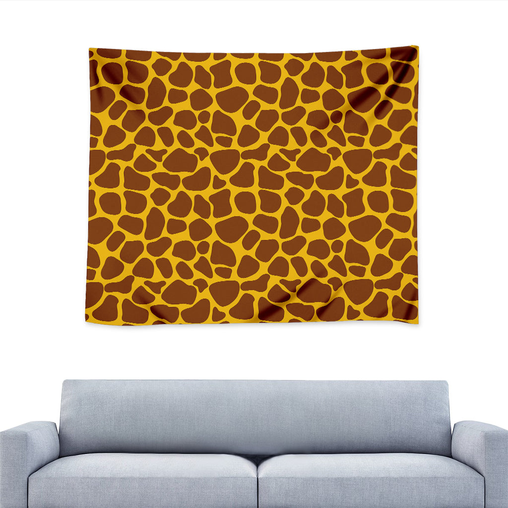 Yellow Brown Giraffe Pattern Print Tapestry