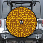 Yellow Brown Giraffe Pattern Print Tire Cover With Camera Hole