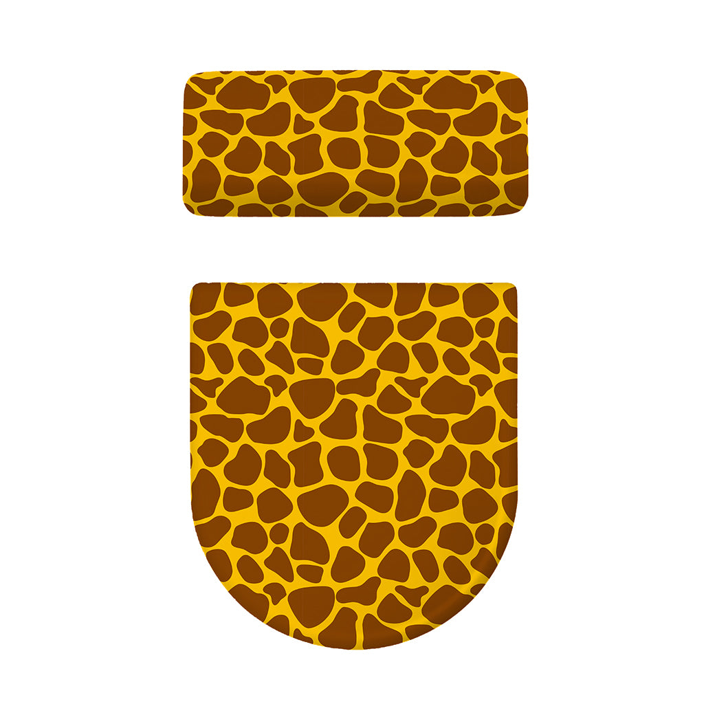 Yellow Brown Giraffe Pattern Print Toilet Lid And Tank Cover Set
