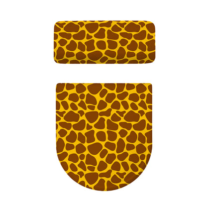 Yellow Brown Giraffe Pattern Print Toilet Lid And Tank Cover Set