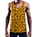 Yellow Brown Giraffe Pattern Print Men's Workout Tank Top
