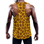 Yellow Brown Giraffe Pattern Print Training Tank Top