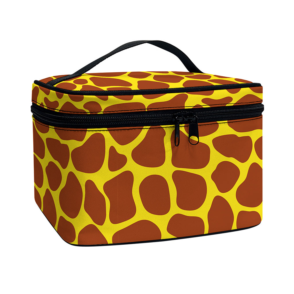 Yellow Brown Giraffe Pattern Print Travel Makeup Bag