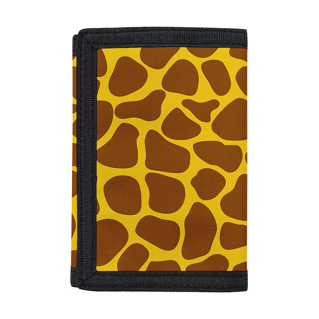 Yellow Brown Giraffe Pattern Print Trifold Wallet