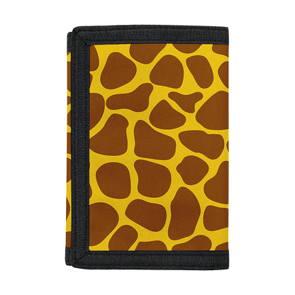 Yellow Brown Giraffe Pattern Print Trifold Wallet