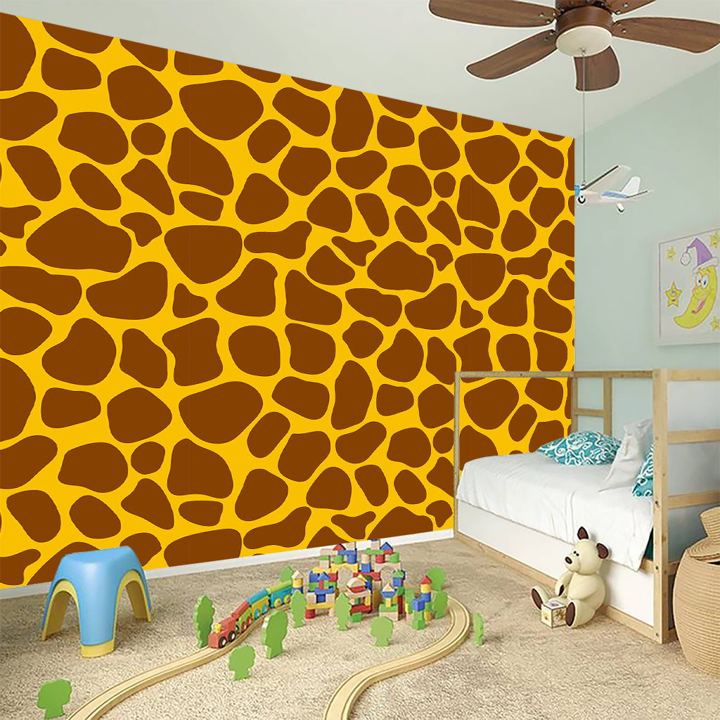 Yellow Brown Giraffe Pattern Print Wall Sticker