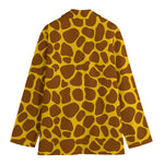 Yellow Brown Giraffe Pattern Print Women's Cotton Blazer