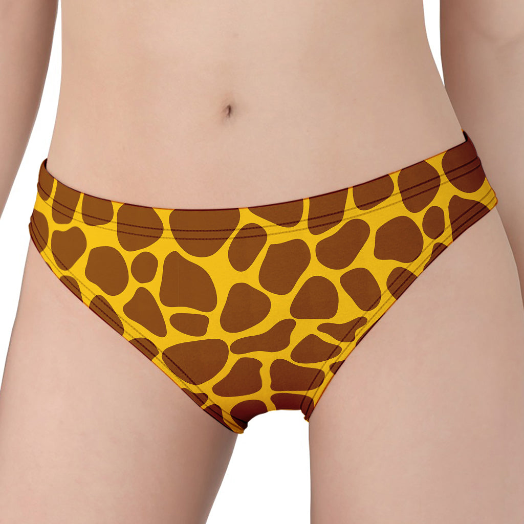 Yellow Brown Giraffe Pattern Print Women's Panties