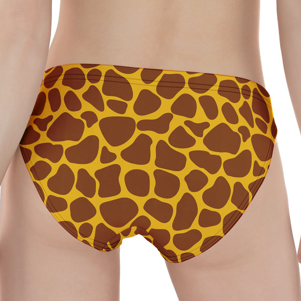 Yellow Brown Giraffe Pattern Print Women's Panties