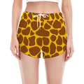 Yellow Brown Giraffe Pattern Print Women's Split Running Shorts