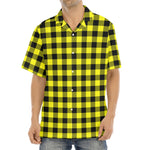 Yellow Buffalo Plaid Print Aloha Shirt