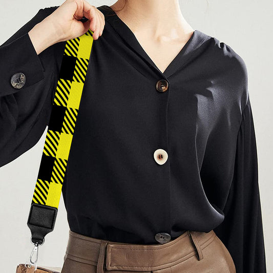 Yellow Buffalo Plaid Print Bag Strap