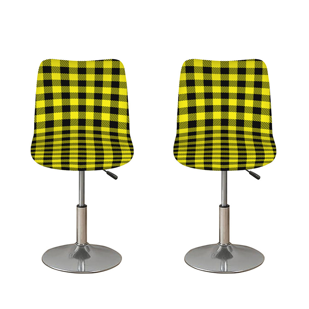 Yellow Buffalo Plaid Print Bar Stool Covers