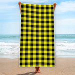 Yellow Buffalo Plaid Print Beach Towel