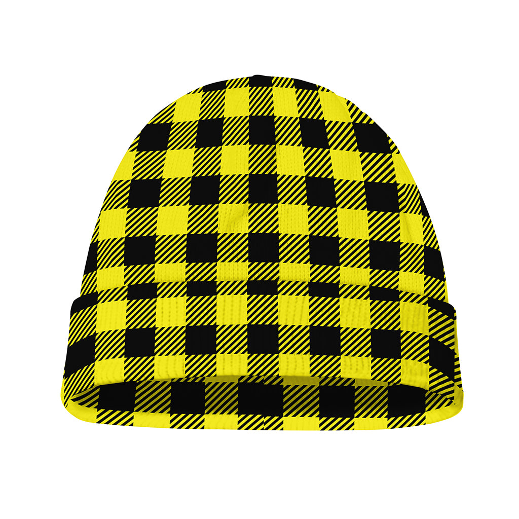 Yellow Buffalo Plaid Print Beanie