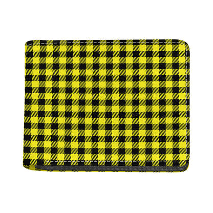 Yellow Buffalo Plaid Print Bifold Wallet