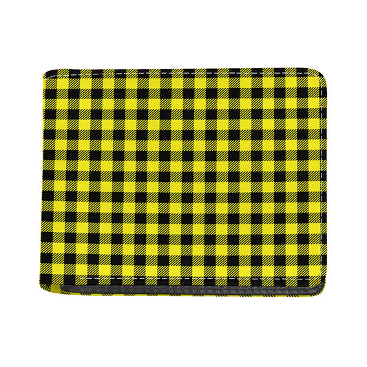 Yellow Buffalo Plaid Print Bifold Wallet